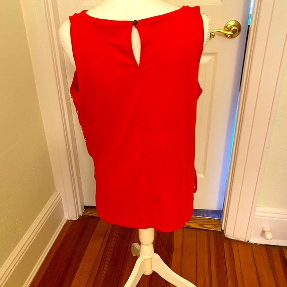 Reddish Orange Cotton lace tank top by Loft. - Picture 2 of 4